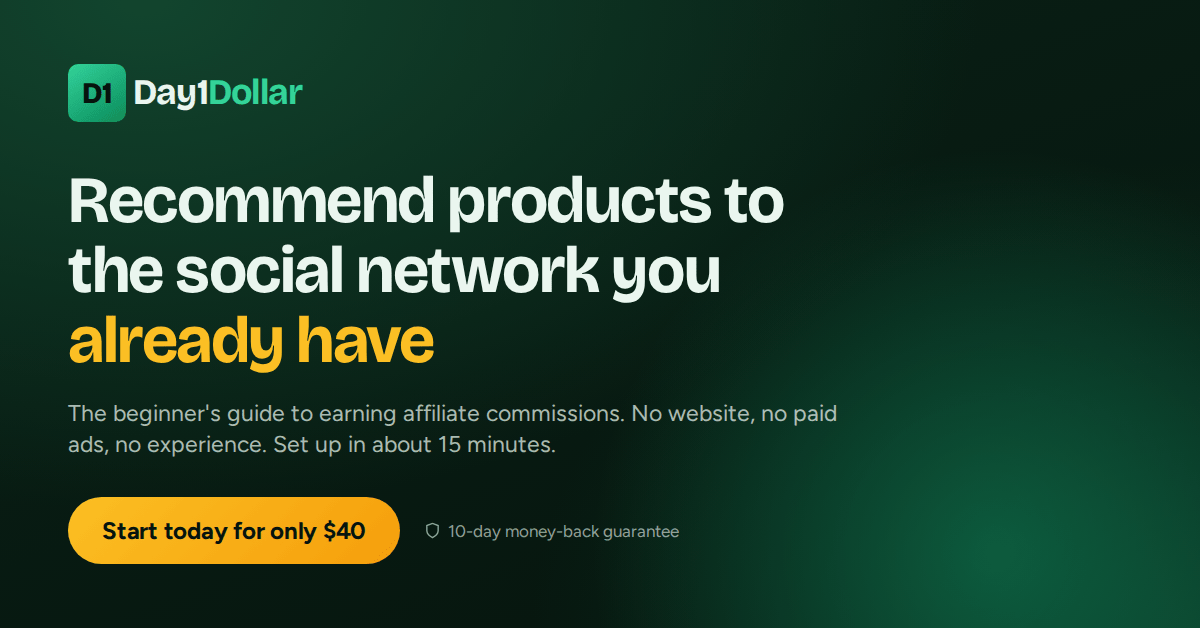 Day1Dollar social image: recommend products to the social network you already have.