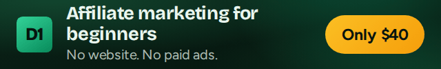 Day1Dollar mobile banner: affiliate marketing for beginners, only $40.